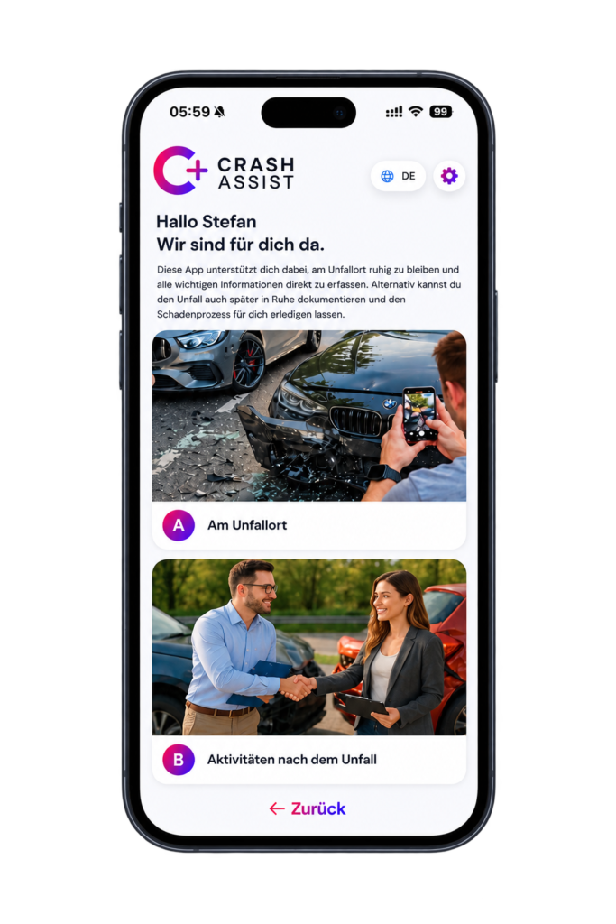 Crash Assist App Start Screen